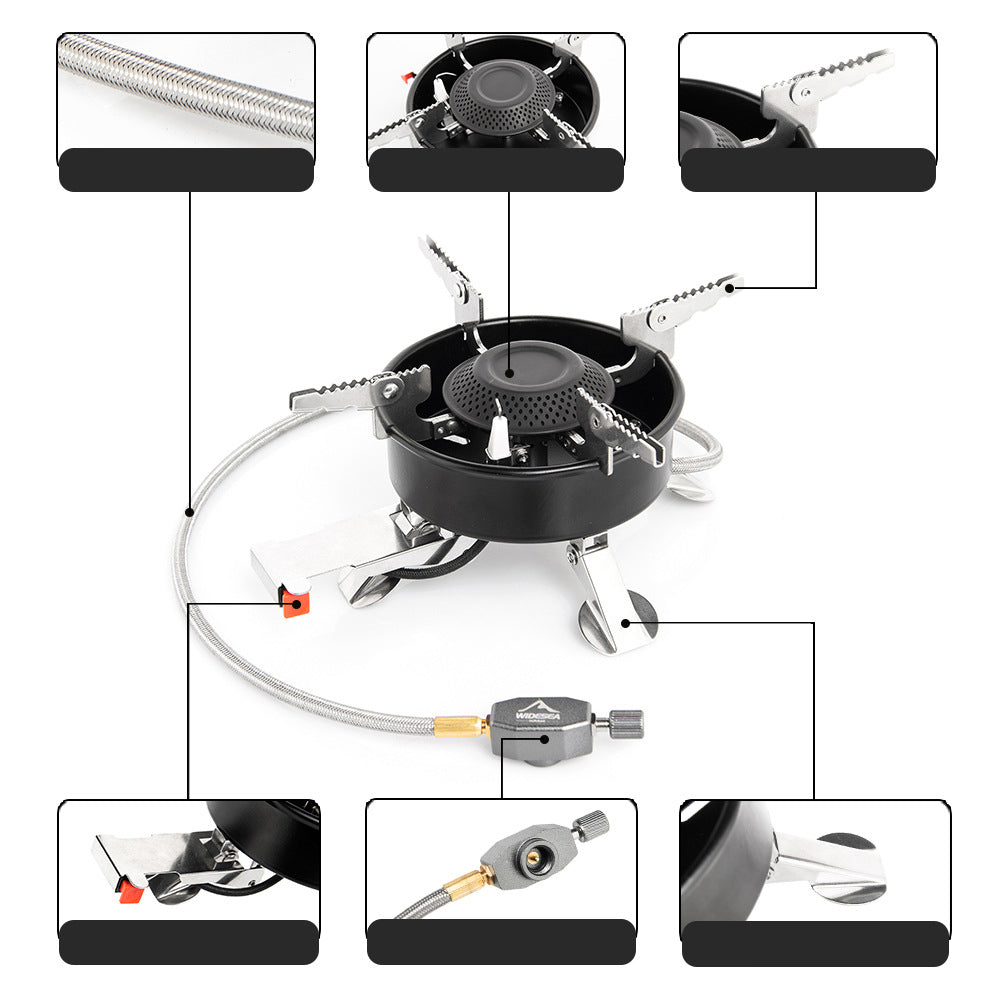 WIDESEA WSS-508 Stainless Steel 3200W Single Head Foldable Gas Stove for Outdoor Camping WIDESEA WSS-508 Stainless Steel 3200W Single Head Foldable Gas Stove for Outdoor Camping